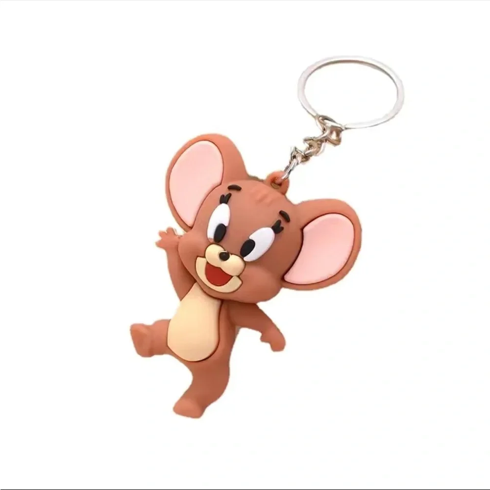 2pcs Cartoon Cat/Mouse Keychain Cute Animal‎ Key Chain Purse Bag Backpack Car